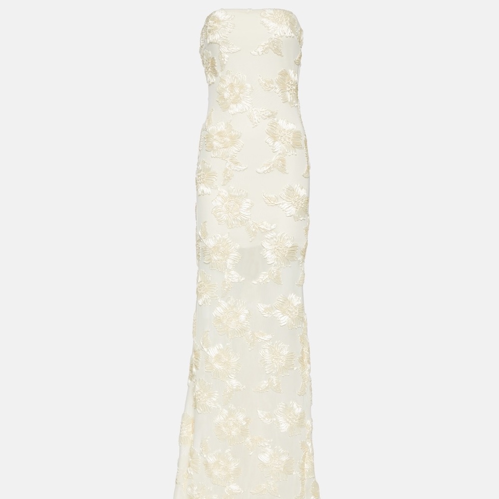 ISO Rotate Birger Christensen Embroidered Strapless MIDI Dress
